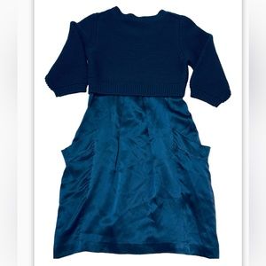 Mint Womens Dress Size S Navy Blue Solid Sweater Sheath Knee Length Long Sleeve